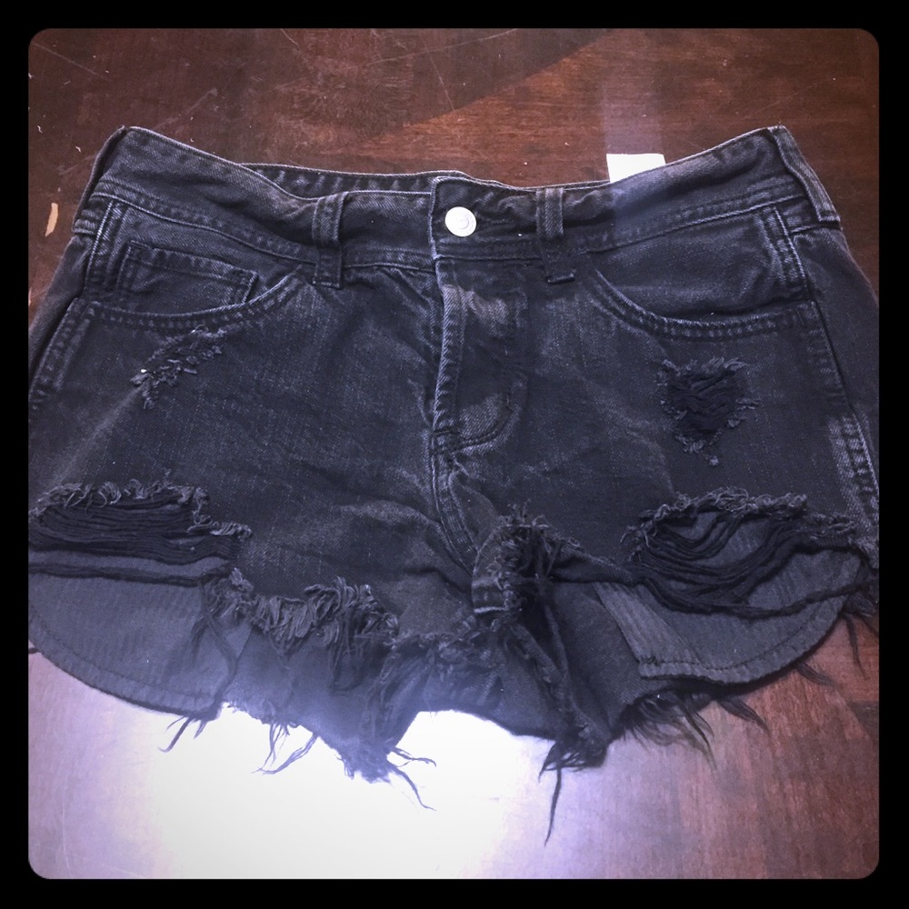 Hollister Black denim shorts low cut